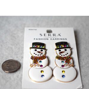 NWT Serra Winter Wonderland Decked Out 2.5" Snowman Dangle Post/Stud Earrings